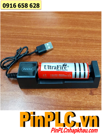 Bộ sạc Pin 18650 TLP-USB1U - Kèm 1 pin sạc Ultrafire AX18650-5800mAh (Pin X.xứ Thái Lan -Máy cổng sạc USB)